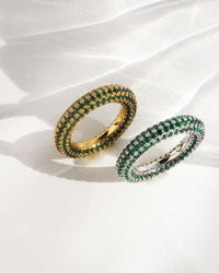 Pave Amalfi Ring- Emerald Green- Silver View 3