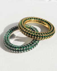 Pave Amalfi Ring- Emerald Green- Gold View 3