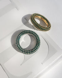 Pave Amalfi Ring- Emerald Green- Silver View 4