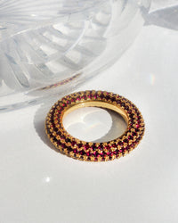 Pave Amalfi Ring- Ruby Red- Gold View 3