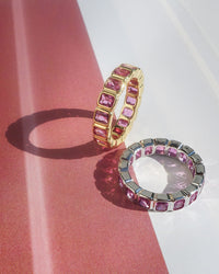 Bezel Emerald Ballier Ring- Pink- Gold View 4
