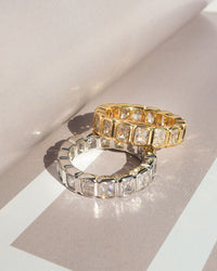 Bezel Emerald Ballier Ring- Clear- Silver View 3