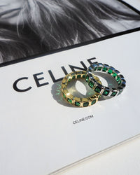 Bezel Emerald Ballier Ring- Emerald Green- Silver View 5