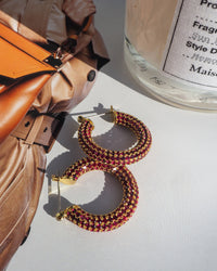 Pave Baby Amalfi Hoops- Ruby Red- Gold View 3
