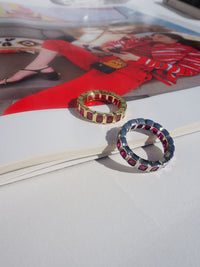 Bezel Emerald Ballier Ring- Ruby Red- Silver View 4
