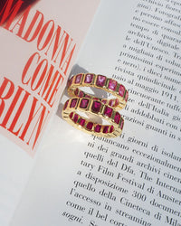Bezel Emerald Ballier Ring- Ruby Red- Gold View 2