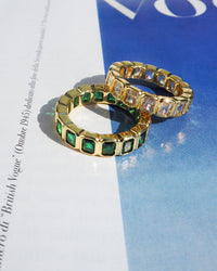 Bezel Emerald Ballier Ring- Clear- Gold View 4