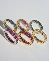 Bezel Emerald Ballier Ring- Ruby Red- Gold View 4