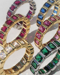 Bezel Emerald Ballier Ring- Ruby Red- Silver view 2
