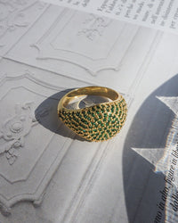 Pave Signet Ring- Emerald Green- Gold View 3