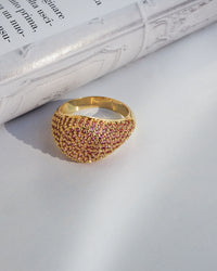 Pave Signet Ring- Pink- Gold View 3
