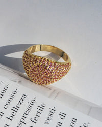 Pave Signet Ring- Pink- Silver View 3