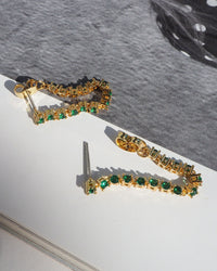 Ballier Chain Studs- Emerald Green- Silver View 3