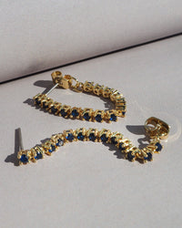Ballier Chain Studs- Blue Sapphire- Gold View 3