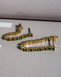 Ballier Chain Studs- Emerald Green- Gold View 3