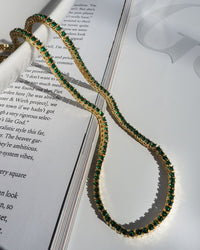 Mini Ballier Necklace- Emerald Green- Silver View 3