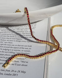 Mini Ballier Necklace- Ruby Red- Silver View 3