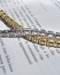 Bezel Emerald Ballier Bracelet- Clear- Silver View 2
