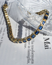 Bezel Emerald Ballier Bracelet- Blue Sapphire- Gold View 4