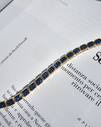 Bezel Emerald Ballier Bracelet- Blue Sapphire- Silver View 4