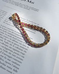 Bezel Emerald Ballier Bracelet- Ruby Red- Gold View 3