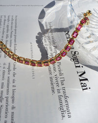 Bezel Emerald Ballier Bracelet- Pink- Gold View 5