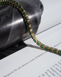 Bezel Emerald Ballier Bracelet- Emerald Green- Gold View 4