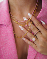 Mini Ballier Necklace- Pink- Gold View 2