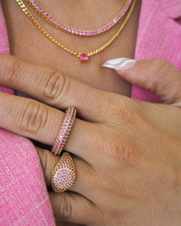 Pave Signet Ring- Pink- Gold View 2