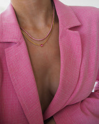 Bardot Stud Necklace- Pink- Gold view 2