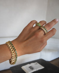Bezel Emerald Ballier Ring- Emerald Green- Gold View 6