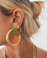 Ballier Chain Studs- Emerald Green- Gold View 4