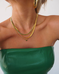 Mini Ballier Necklace- Emerald Green- Silver View 2