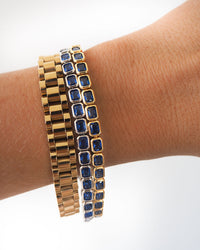 Bezel Emerald Ballier Bracelet- Blue Sapphire- Gold View 3