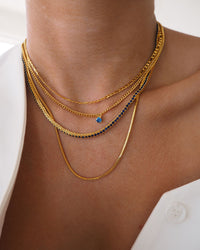 Mini Ballier Necklace- Blue Sapphire- Gold View 4