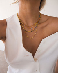 Bardot Stud Necklace- Blue Sapphire- Gold View 4