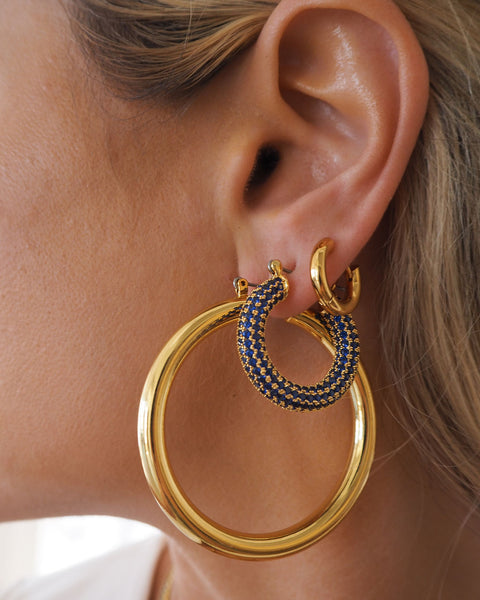 Pave Baby Amalfi Hoops - Pink