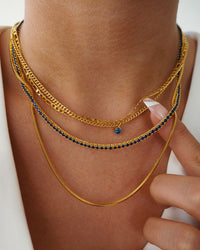 Mini Ballier Necklace- Blue Sapphire- Gold View 2