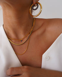 Mini Ballier Necklace- Blue Sapphire- Silver View 4