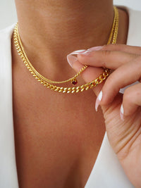 Bardot Stud Necklace- Ruby Red- Silver View 2