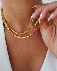 Bardot Stud Necklace- Ruby Red- Gold View 4