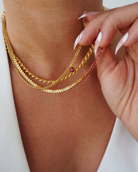 Mini Ballier Necklace- Ruby Red- Gold View 3