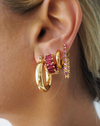 Emerald Ballier Huggies- Ruby Red- Gold view 2