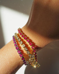 Bezel Emerald Ballier Bracelet- Pink- Gold view 2