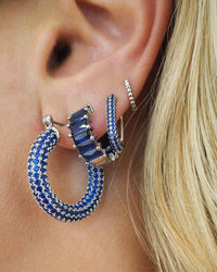 Emerald Ballier Huggies- Blue Sapphire- Silver View 2