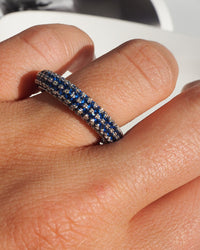 Pave Amalfi Ring- Blue Sapphire- Silver View 2