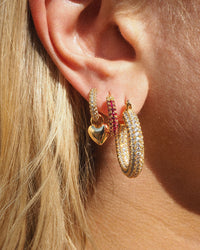 Pave Amalfi Huggies- Ruby Red- Gold View 3