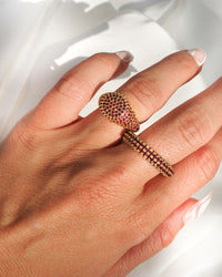 Pave Signet Ring- Ruby Red- Gold view 2