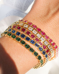 Bezel Emerald Ballier Bracelet- Clear- Gold View 4