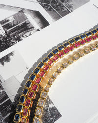 Bezel Emerald Ballier Bracelet- Pink- Gold View 3